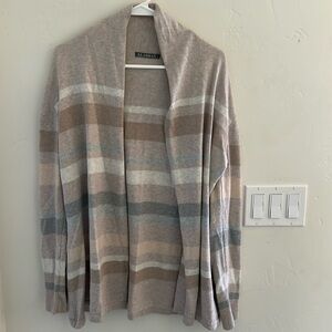 Alashan Cashmere cotton cashmere “mini” duster striped cardigan sweater. Large.